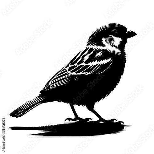 Sparrow Silhouette Elegant Bird Graphic