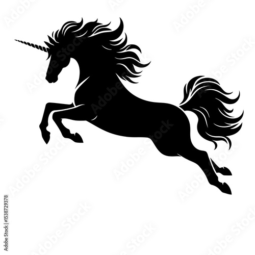 Unicorn Silhouette Vector Graphic Of Mythical Creature Leaping Gracefully