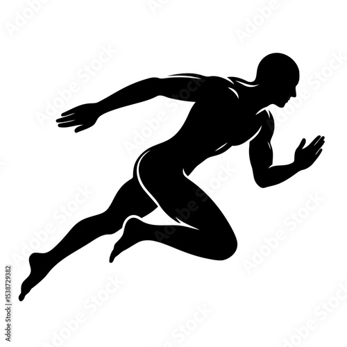 Dynamic Silhouette Of Sprinter Power Speed And Pursuit Of Victory