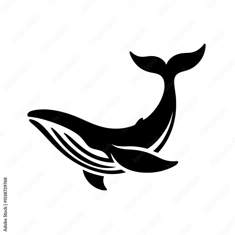 Naklejka premium Whale Silhouette Ocean Mammal Vector Graphic