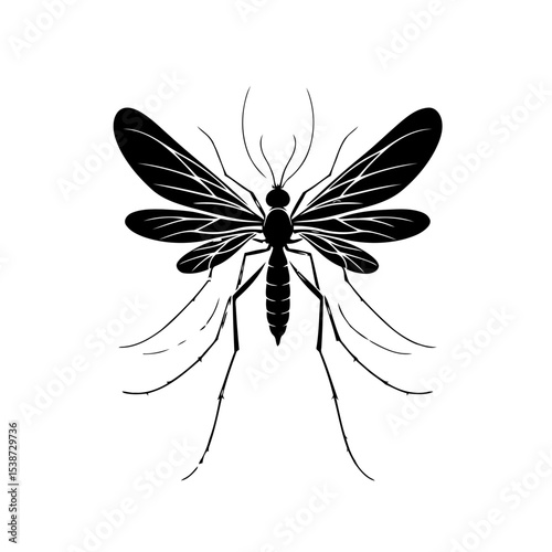 Black Mosquito Silhouette Vector Graphic