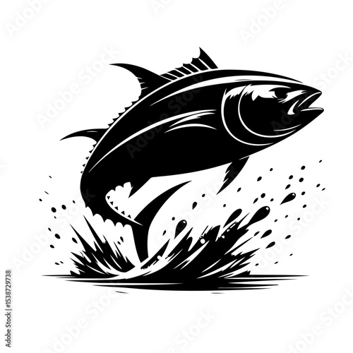 Powerful Tuna Fish Jumping Out Of Water Dynamic