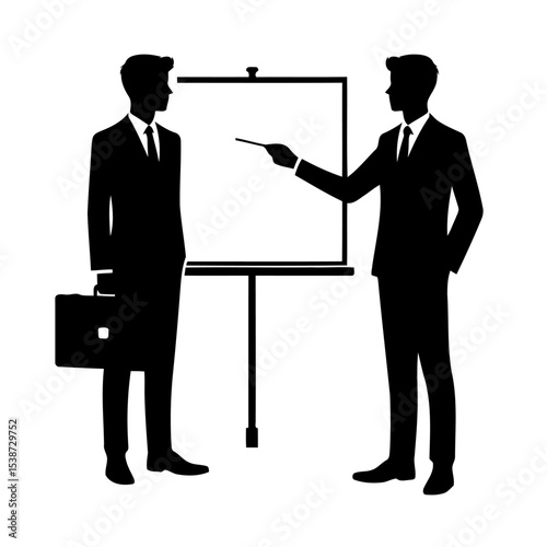 Business Presentation Two Businessmen Collaborating On Project Strategy