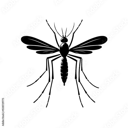 Black Silhouette Of Mosquito Vector Graphic