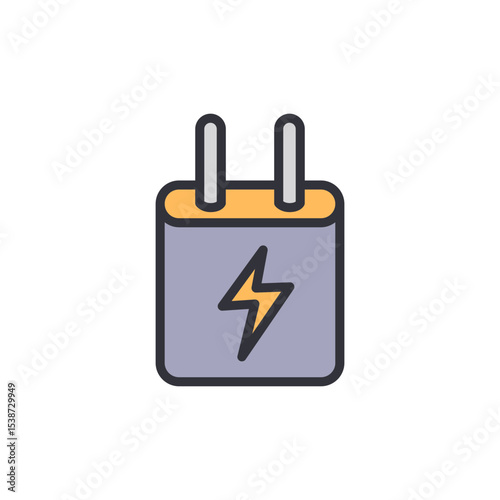 Whimsical Graphic Of A Plug Featuring A Lightning Bolt On Transparent Backdrop