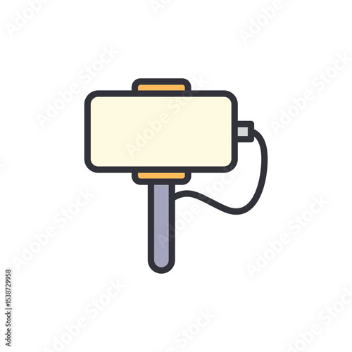 Stylized Mobile Phone On A Stand With Cable Vector Illustration