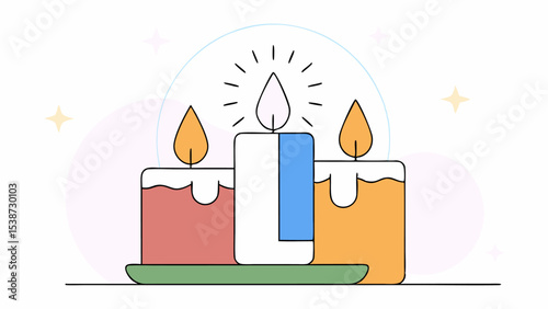 Three Candles with Flames