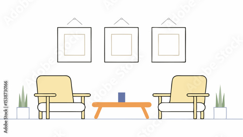 Minimalist Living Room Interior Design with Armchairs and Artwork