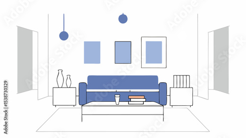 Minimalist Living Room Interior Design Sketch