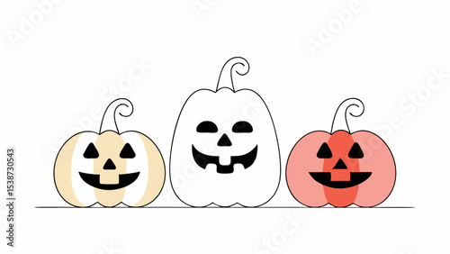Three Cute Halloween Pumpkins