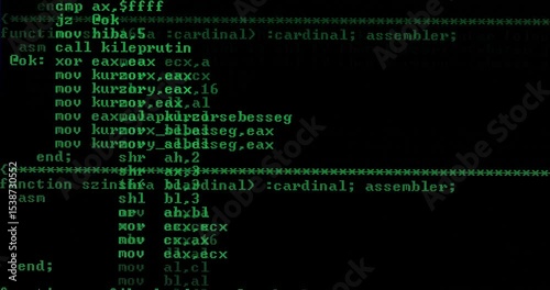 Computer code running on screen