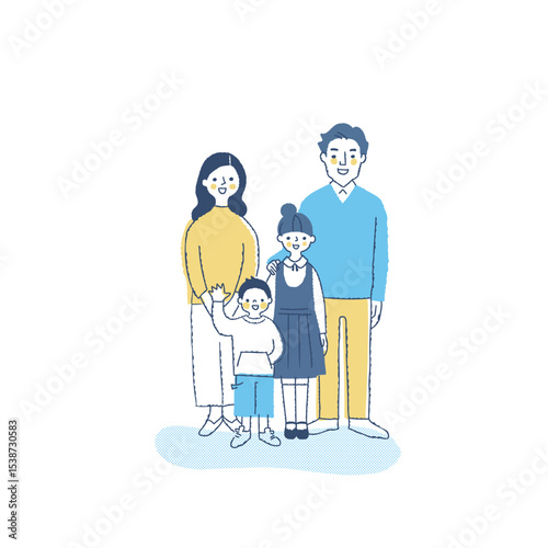 笑顔の4人家族