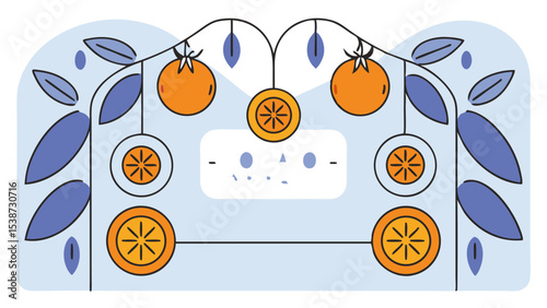 Abstract Orange Tree with Minimalist Design