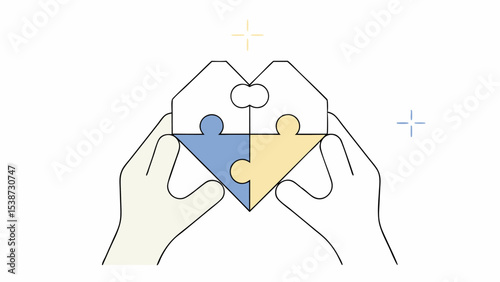 Hands Holding Heart-Shaped Puzzle Pieces