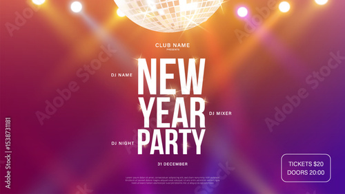 Bild auf Leinwand 2026 Happy New Year club poster Background for your Flyers and Greetings Card graphic or new year themed party invitations