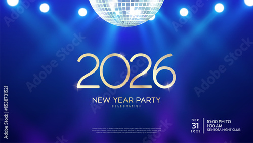 Bilde på lerret 2026 Happy New Year club poster Background for your Flyers and Greetings Card graphic or new year themed party invitations
