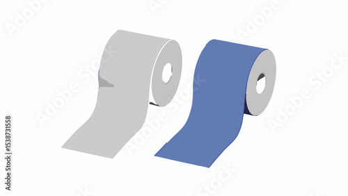 Rolls of Paper, Grey and Blue, Unrolled