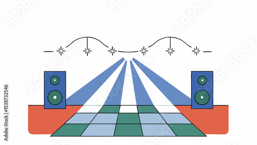 Disco Dance Floor with Speakers and Lighting