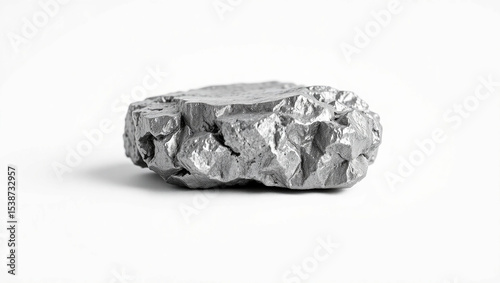 Close up of a Shiny Silver Nugget on a White Background