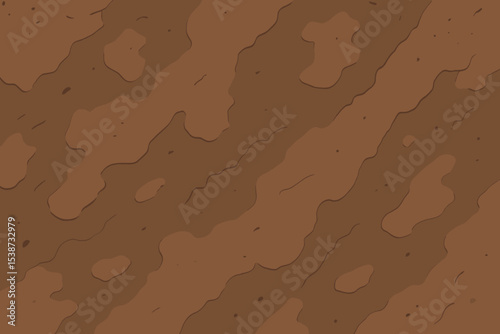 Modern abstract background with brown layered organic shapes. Cartoon soil texture or mud pattern. Seamless topographical map relief vector illustration for wallpaper or game asset.