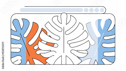 Abstract Monstera Leaves in Browser Window