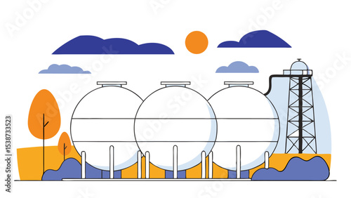 Industrial Gas Storage Tanks and Processing Plant