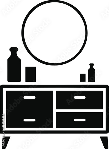 Dressing Table and Vanity Icons Set. and vector illustration.