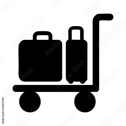 Luggage trolley icon with suitcases