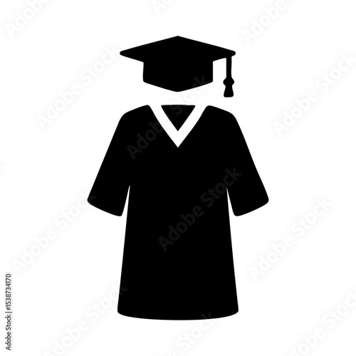 Graduation gown and cap icon for academic success