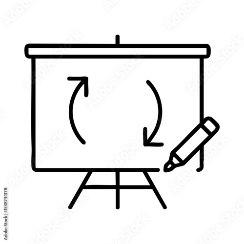 Presentation board with circular arrows icon