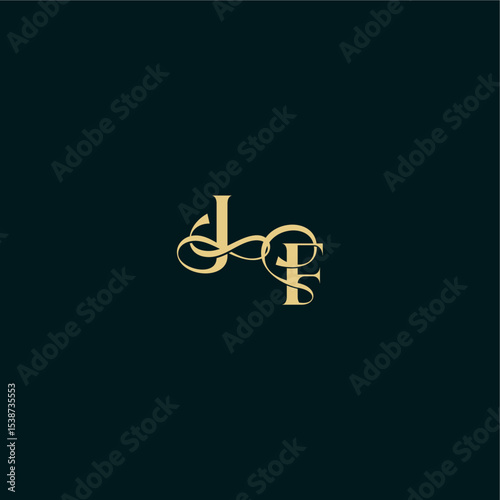wedding logo initial bold concept design letter elegant and curvy style monogram JF
