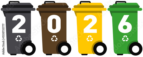 Bonne Année 2026 poubelles recyclage