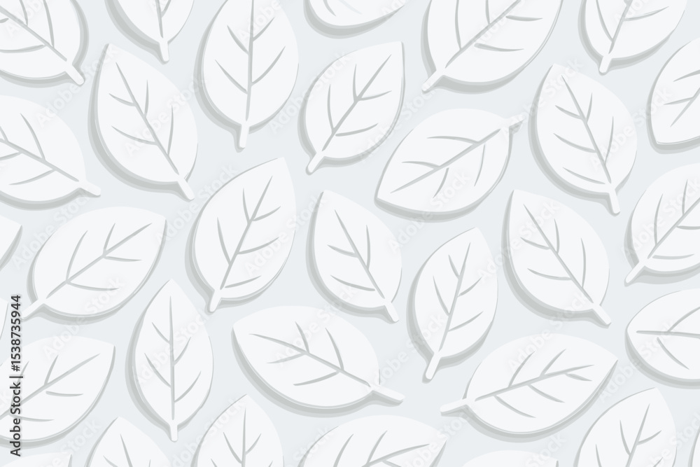 custom made wallpaper toronto digitalWhite 3D papercut leaves seamless pattern. Vector background with embossed effect. Clean minimalist botanical texture for nature, eco, and organic design concepts. Abstract wallpaper.