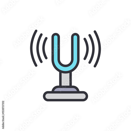 Stylized Icon Of A Vibrating Tuning Fork Isolated On White Background