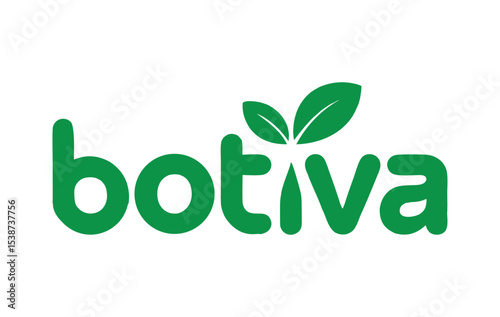 Botiva Logo Featuring Green Typography and Leaves