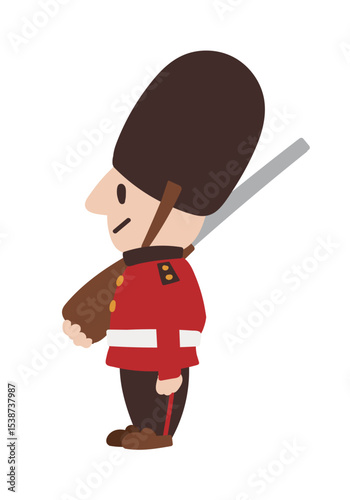 イギリスの近衛兵の横向きデフォルメイラスト