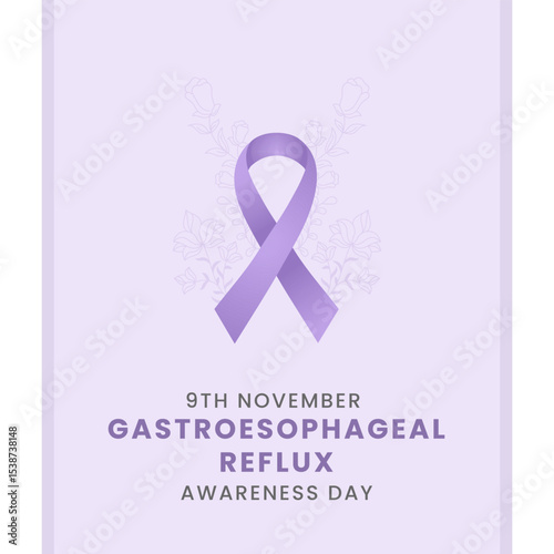 Gastroesophageal reflux awareness Day background design with periwinkle silk ribbon.
