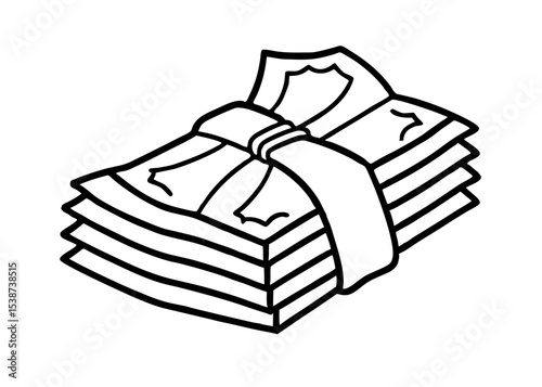 big pack of a dollars isolated on a line art vector illustration