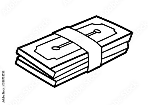 big pack of a dollars isolated on a line art vector illustration
