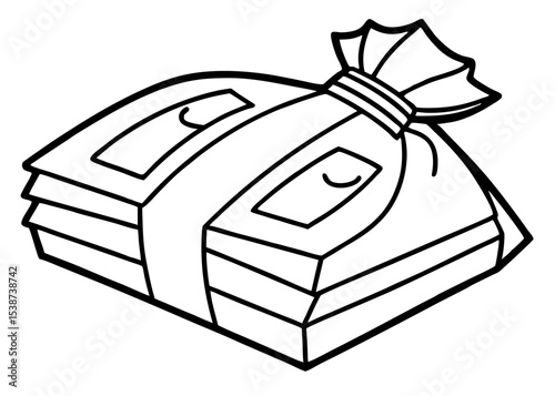 big pack of a dollars isolated on a line art vector illustration