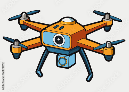 Realistic flying drone editable style vector illustration
