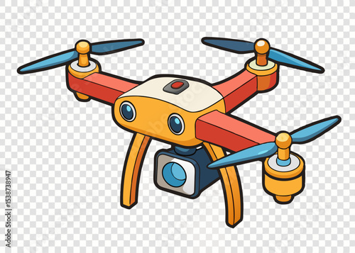 Realistic flying drone editable style vector illustration
