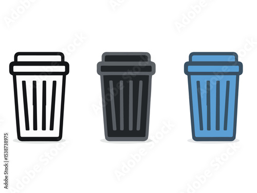 Trash Bin Garbage Can Vector Icon