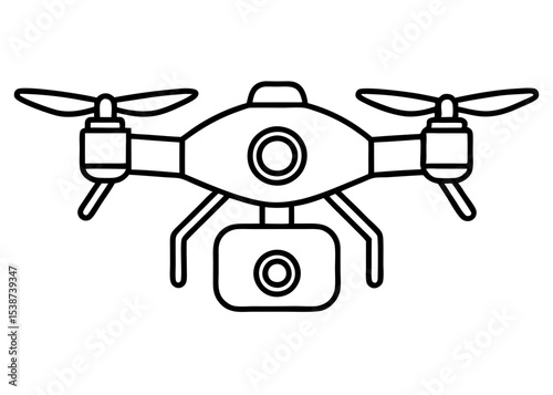 Simple Silhouette of Drone, at line art vector illustration	
