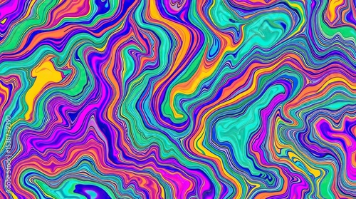 Abstract colorful psychedelic liquid marble textured background with vibrant wavy patterns