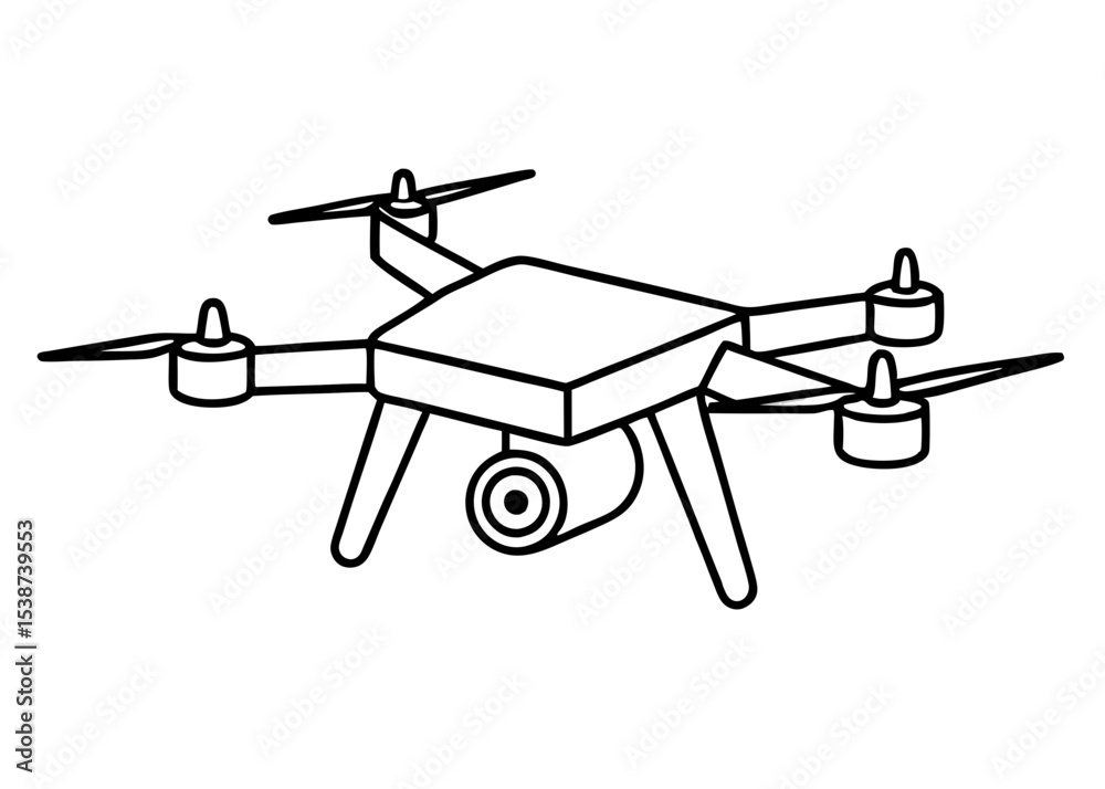 Simple Silhouette of Drone, at line art vector illustration
Simple Silhouette of Drone, at line art vector illustration
