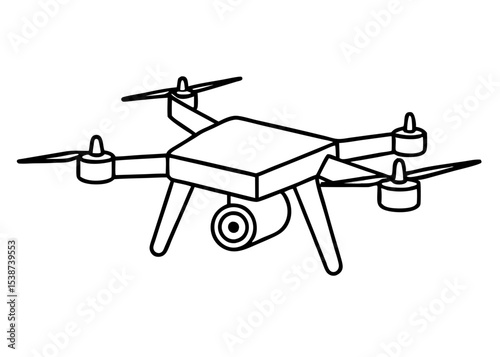 Simple Silhouette of Drone, at line art vector illustration	
