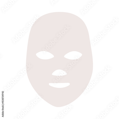 Flat vector illustration of a cosmetic sheet face mask in soft pastel color. Minimalist skincare icon, ideal for beauty, wellness, spa, or dermatology design projects.