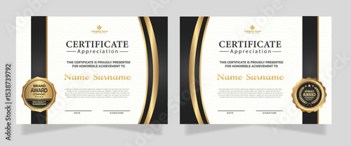 Luxury certificate template with glitter effect dan lines gold shine on frame background diploma Vector illustration and vector Luxury premium badges design