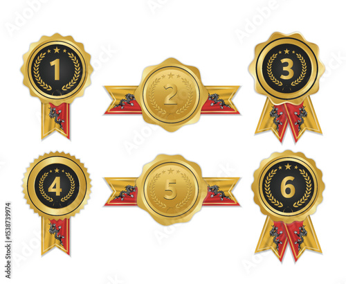 Golden award medal with bhutan flag ribbons for winners